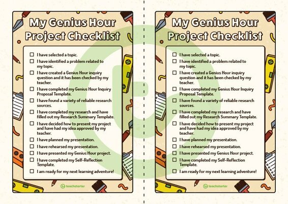 Genius Hour Project Half Size Notebook Template teaching resource