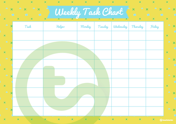 Mathematics Pattern - Weekly Task Chart teaching resource