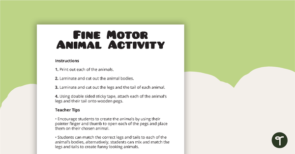 Fine Motor Animal Match-Up Activity teaching resource