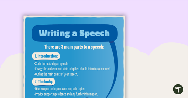 Writing a Speech Poster teaching resource