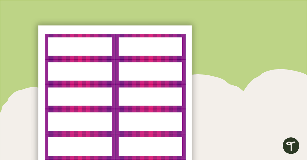 Desk Name Tags - Purple Stripes teaching resource