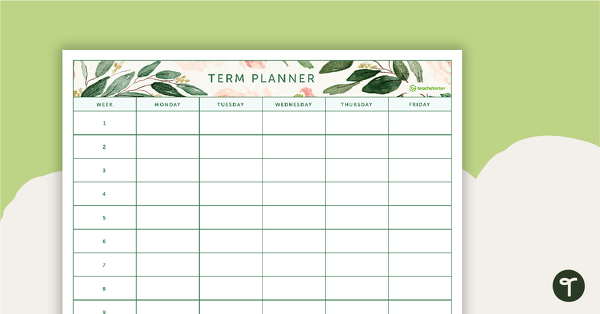 Go to Blush Blooms Printable Teacher Planner - 5, 6, 9, 10, and 11 Week Term Planners teaching resource