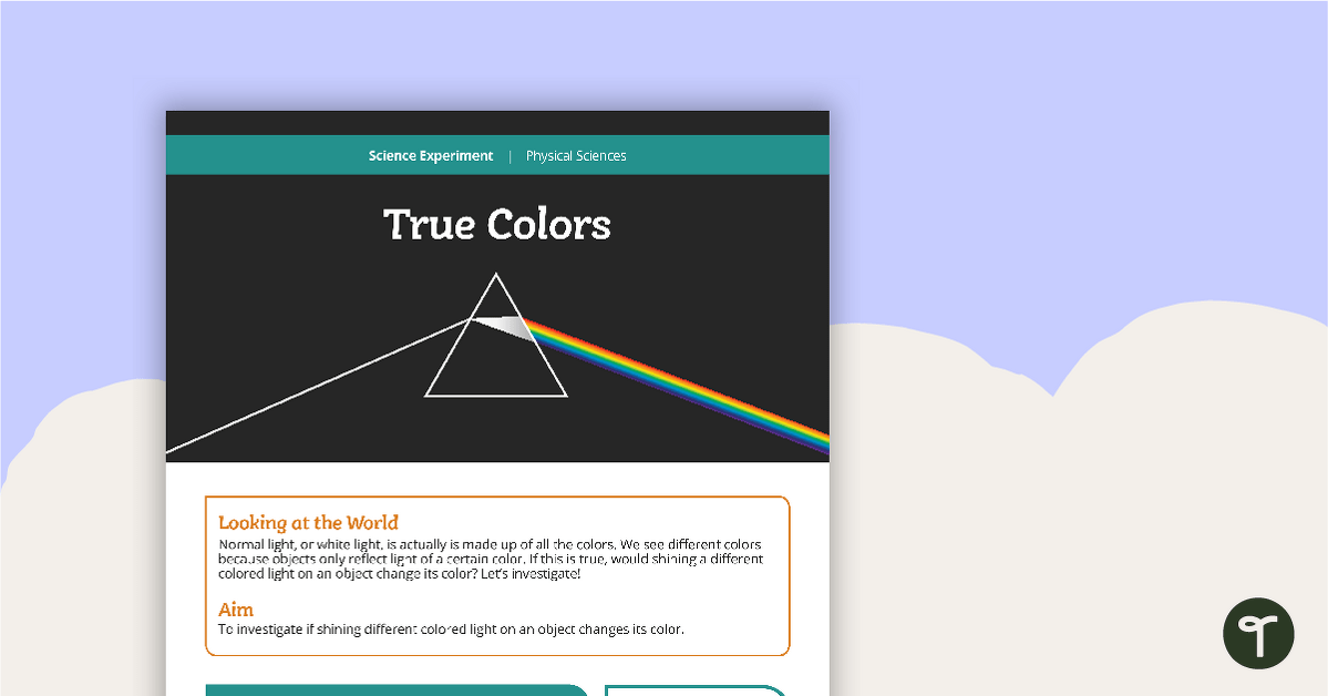 Science Experiment - True Colors teaching resource