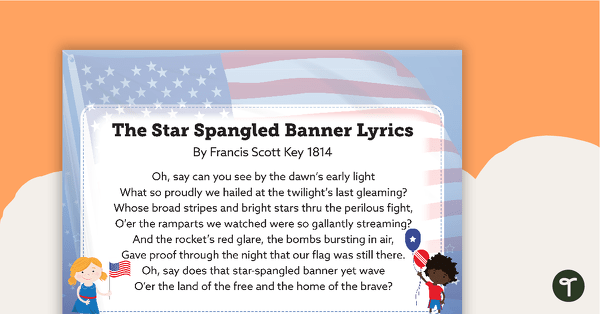 National Anthem Song Song Lyrics Classroom Poster 