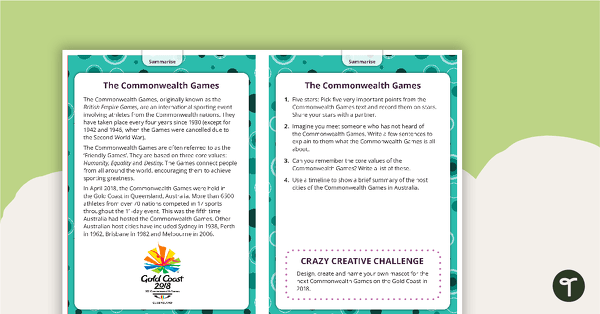 Comprehension Task Cards - Summarising teaching resource