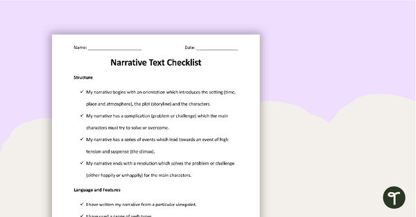 Preview image for Narrative Writing Checklist - Structure, Language and Features - teaching resource