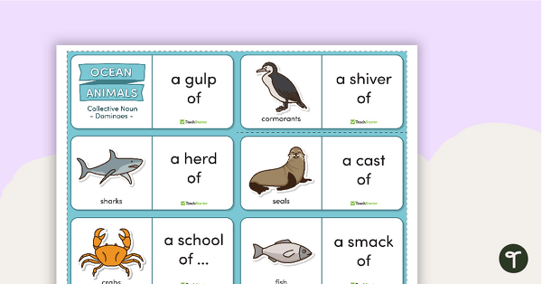 Go to Ocean Themed Collective Noun Dominoes teaching resource