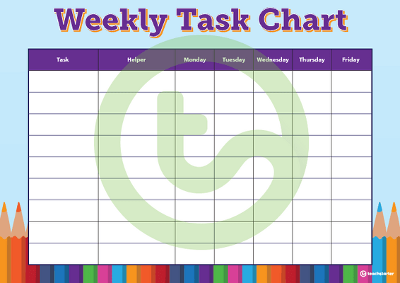Pencils - Weekly Task Chart teaching resource
