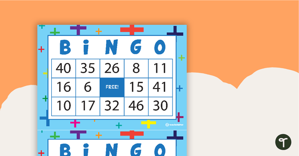 Addition Bingo – Numbers 0–50 teaching resource