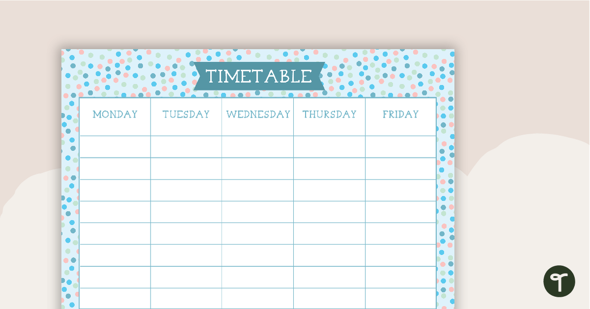 Pastel Dots - Weekly Timetable teaching resource