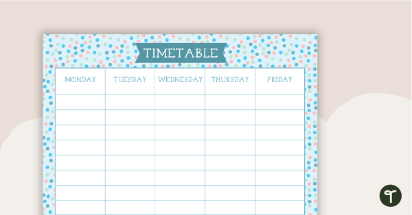 Go to Pastel Dots - Weekly Timetable teaching resource