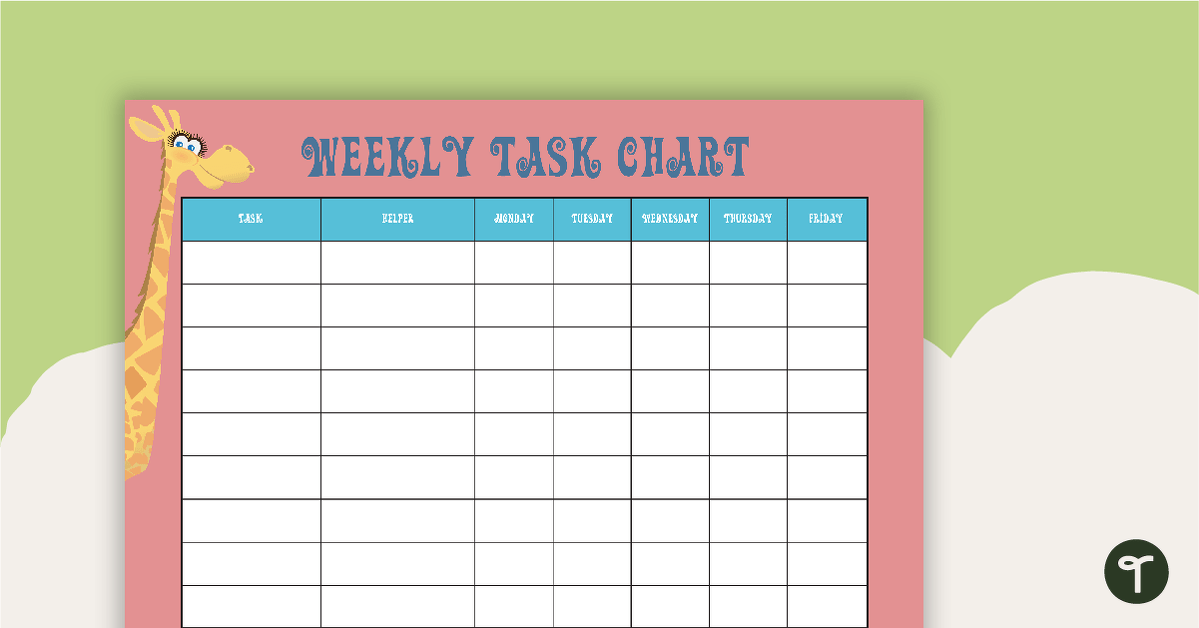 Giraffes Weekly Task Chart Teach Starter