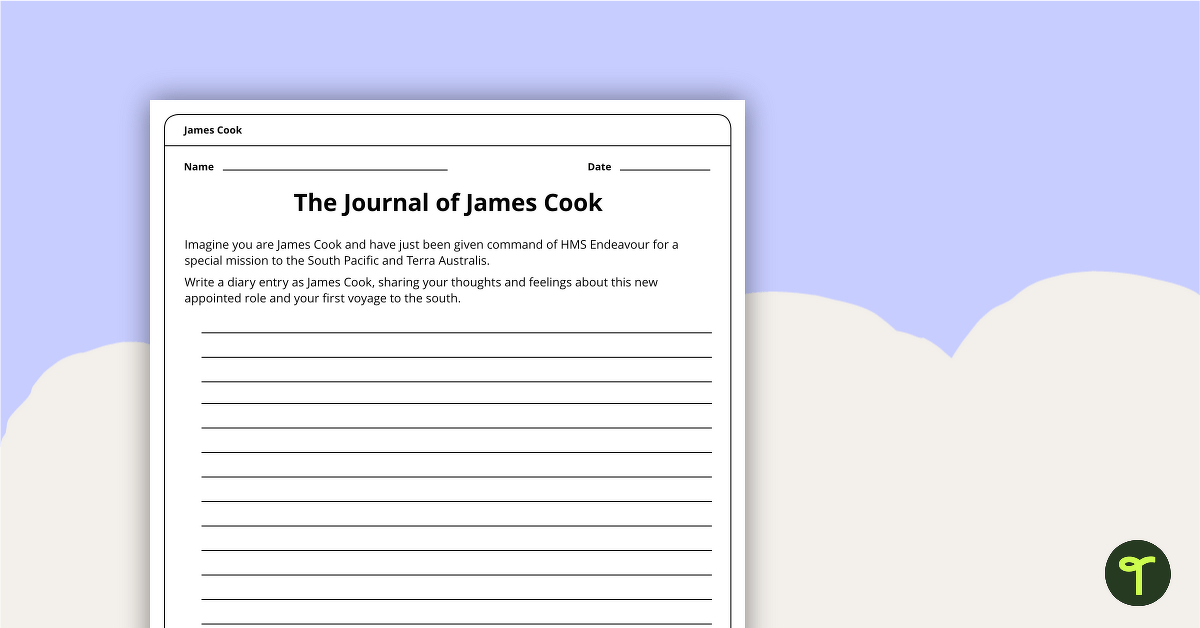 The Journal of James Cook - Writing Task teaching resource