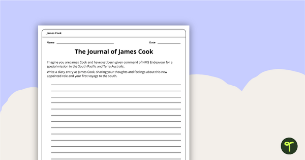 The Journal of James Cook - Writing Task teaching resource