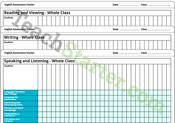 Whole Class Literacy Assessment Tracker (VIC) teaching resource