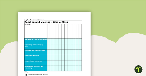 Go to Whole Class Literacy Assessment Tracker (VIC) teaching resource