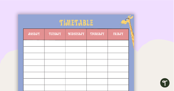 Go to Giraffes - Weekly Timetable teaching resource