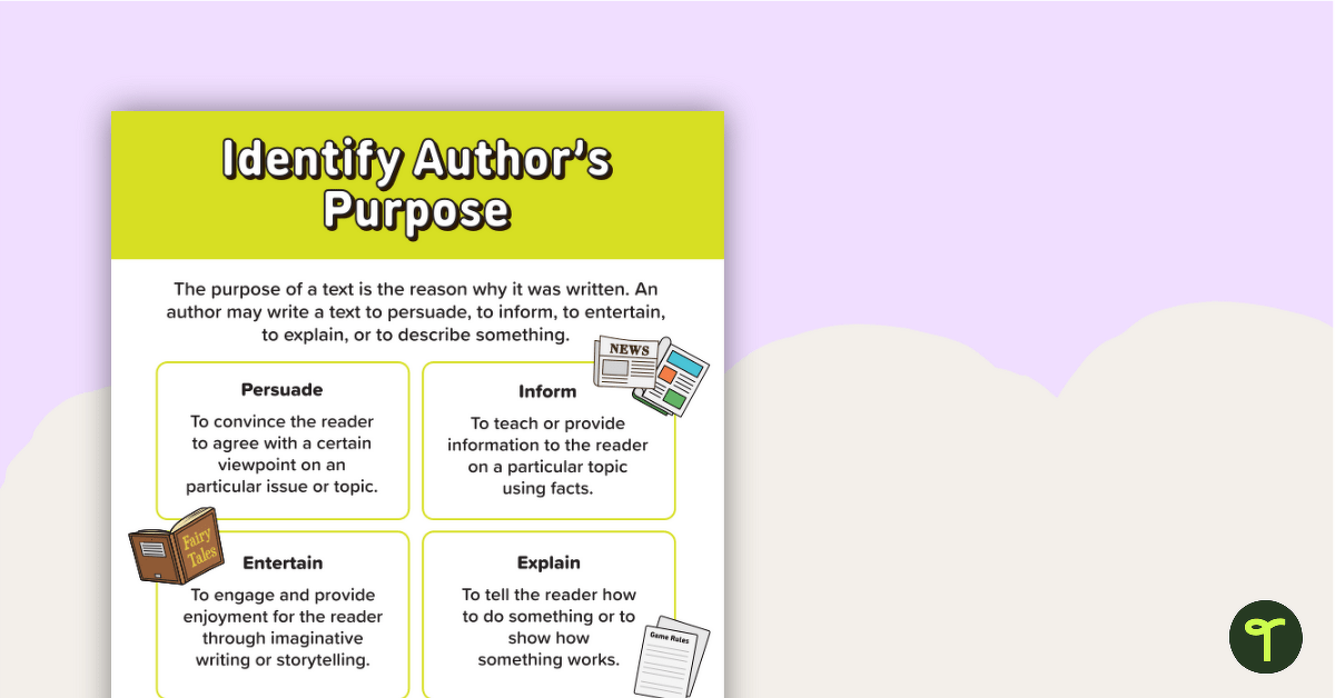 Author's Purpose Activity – Reading ELA