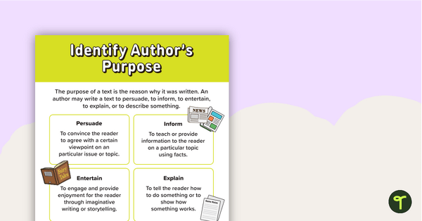 Preview image for Identify Author's Purpose Poster - teaching resource
