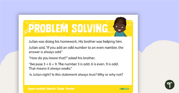 Open-ended Maths Problem Solving Cards - Middle Primary teaching resource
