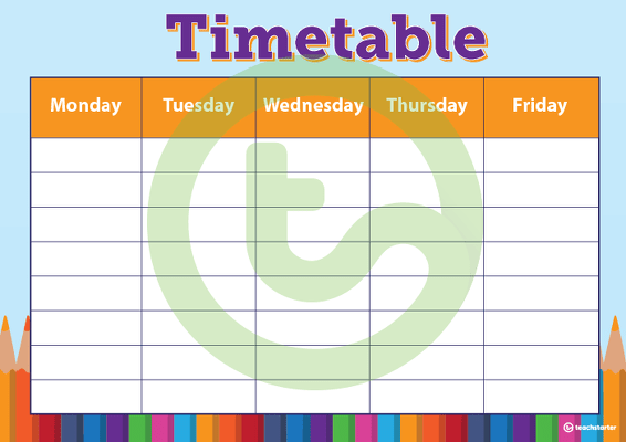 Pencils - Weekly Timetable teaching resource