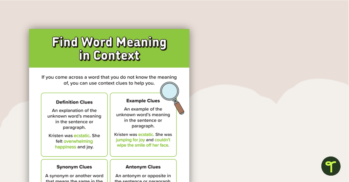 Find Word Meaning in Context Poster teaching resource