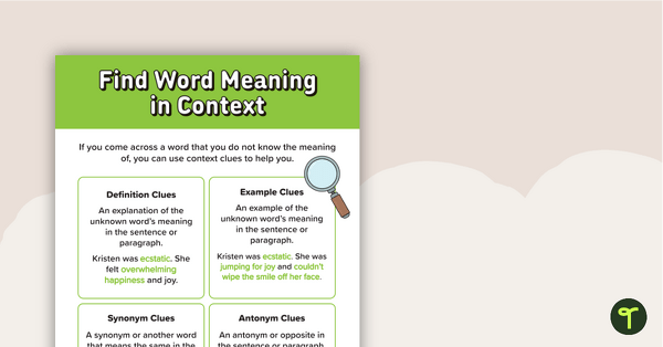 Go to Find Word Meaning in Context Poster teaching resource