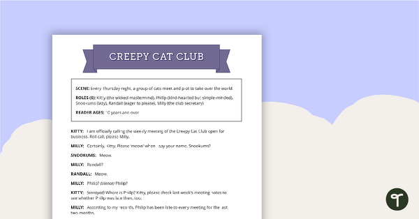 Go to Readers' Theater Script - Creepy Cat Club teaching resource