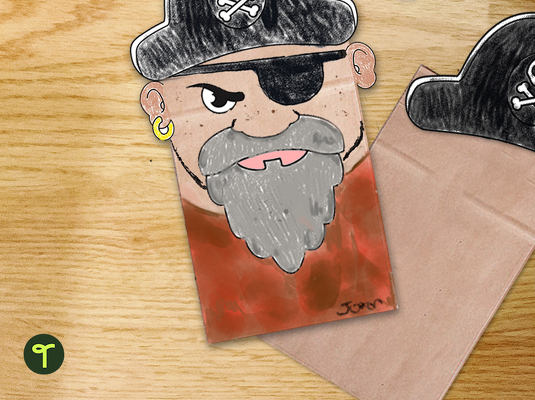 Paper Bag Pirate Puppet Making Activity & Printable Template teaching resource