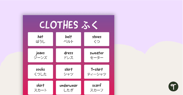 Go to Hiragana Clothes Poster teaching resource