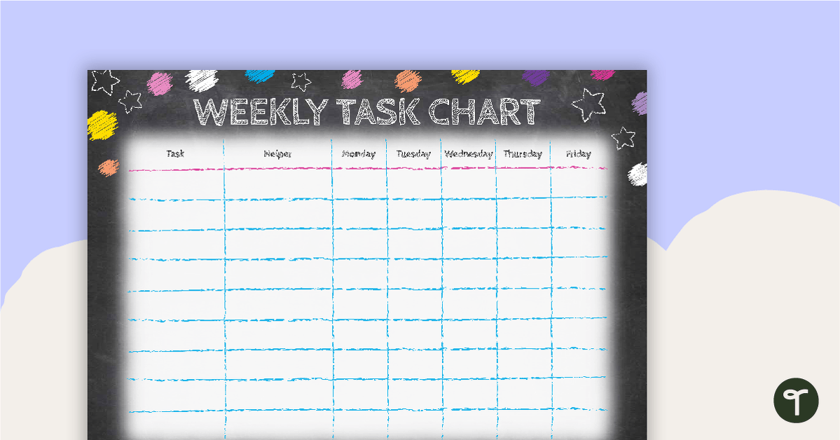 Funky Chalkboard - Weekly Task Chart teaching resource