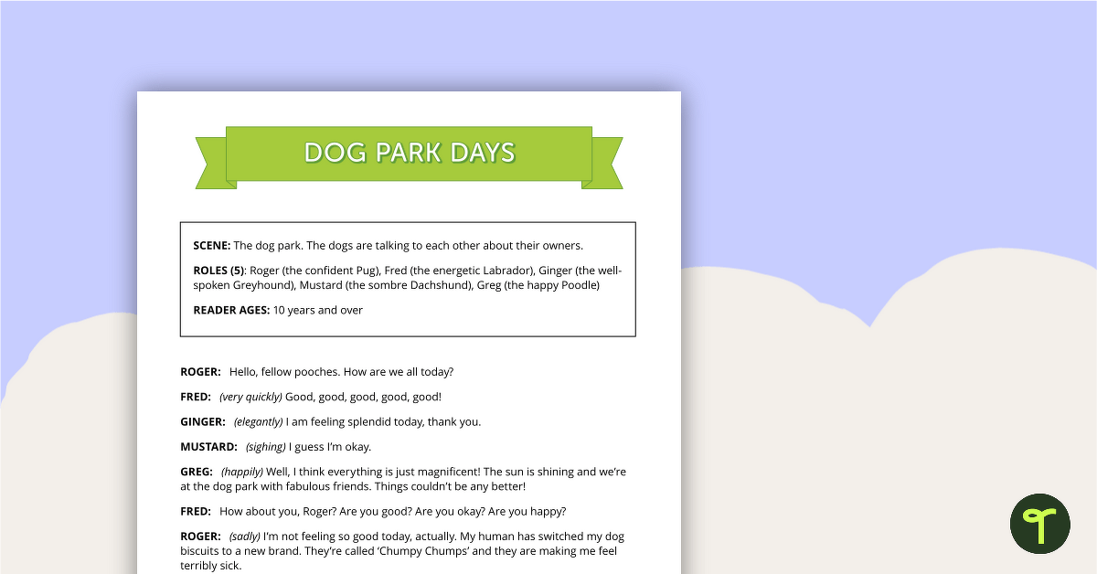 Readers' Theatre Script - Dog Park Days teaching resource