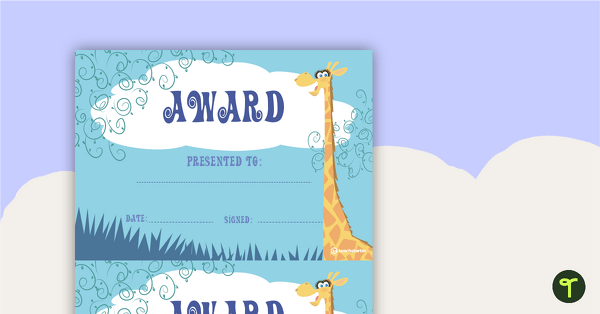 Giraffes - Award Certificate teaching resource