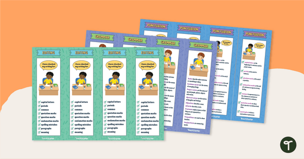 Grammar Bookmarks – Miniature Anchor Charts for Upper Grades teaching resource