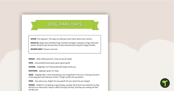 Go to Readers' Theater Script - Dog Park Days teaching resource