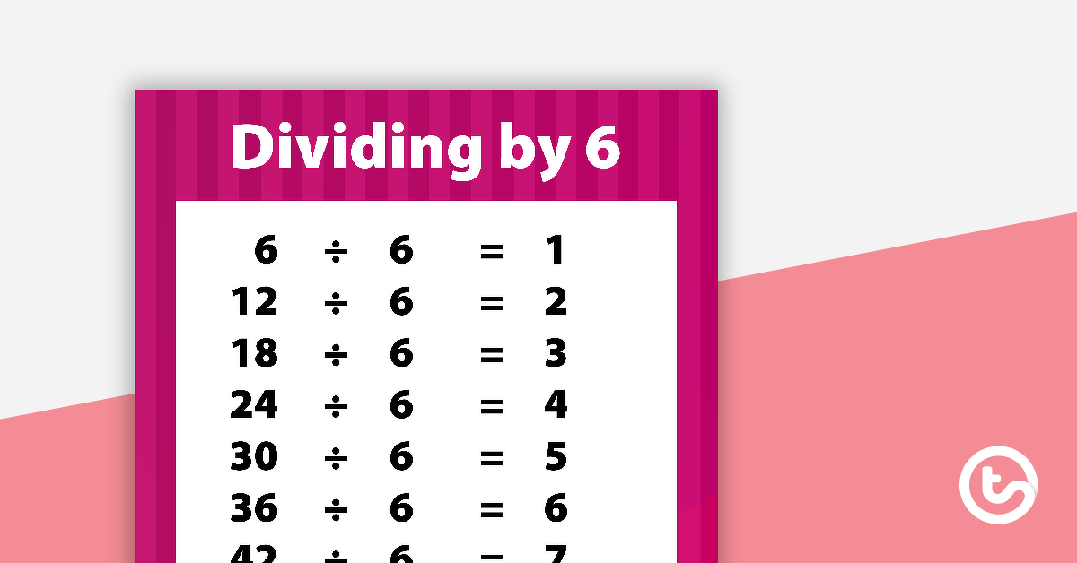 Division Facts Poster Dividing by 6 Teach Starter