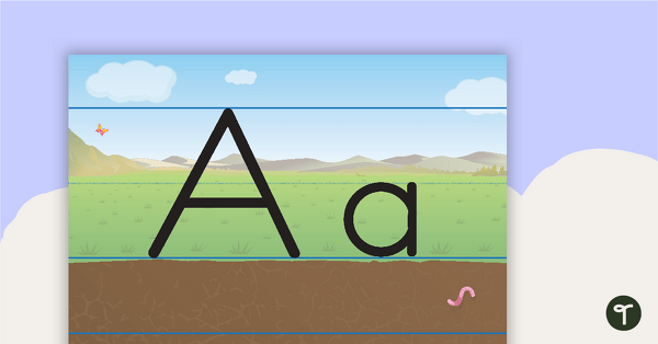 Handwriting Posters - Dirt, Grass, and Sky Background teaching resource