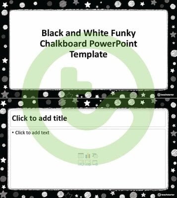 Funky Chalkboard BW – PowerPoint Template teaching resource