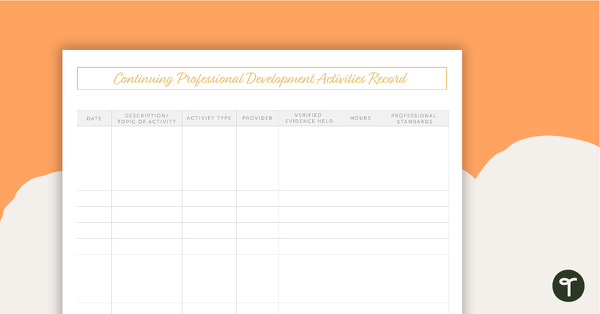Go to Blush Blooms Printable Teacher Planner - Professional Development Activities Recording Page teaching resource