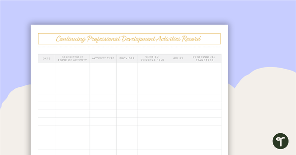Blush Blooms Printable Teacher Planner - Professional Development Activities Recording Page teaching resource
