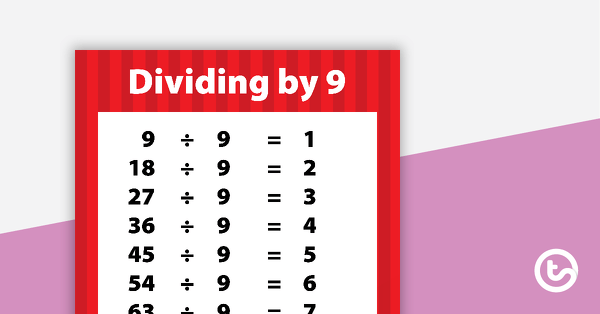 Division Facts Poster - Dividing by 9 teaching resource