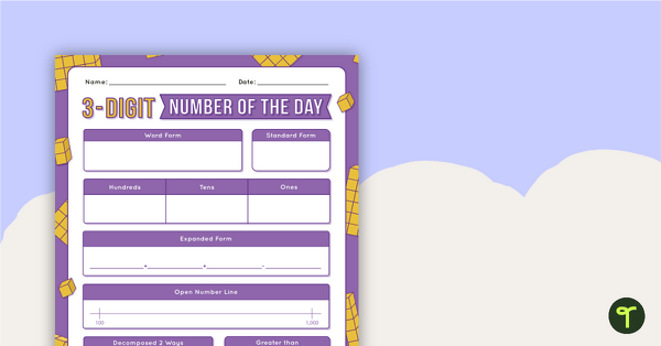 Image of 3-Digit Number of the Day Worksheet