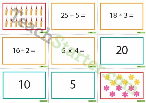 Maths Word Problem Match Up Game - 0-50 Division and Multiplication teaching resource