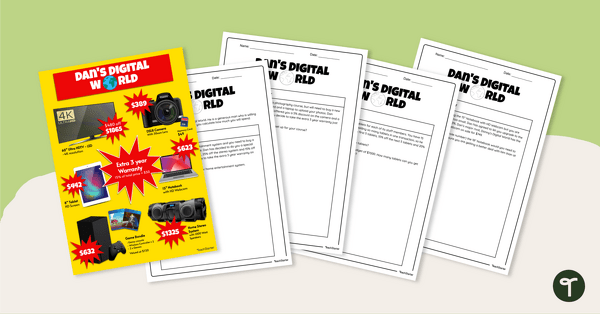 Go to Dan's Digital World – Financial Maths Worksheets teaching resource