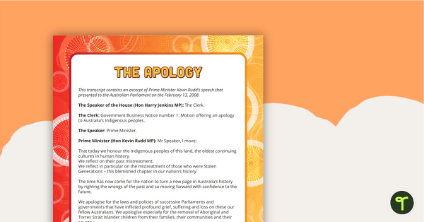 The Apology Transcript and Activities (Upper Years) teaching resource