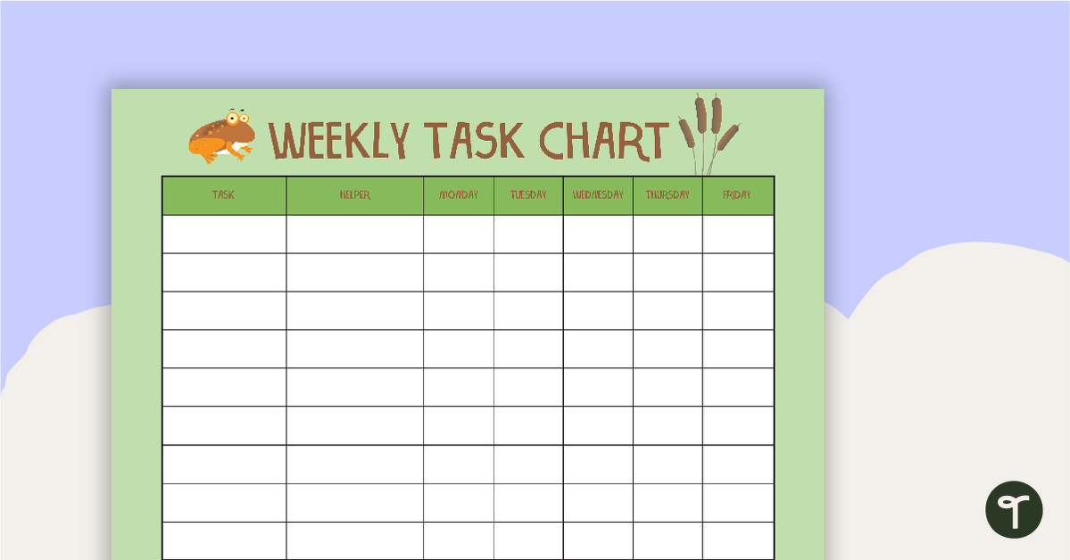 Frogs - Weekly Task Chart teaching resource