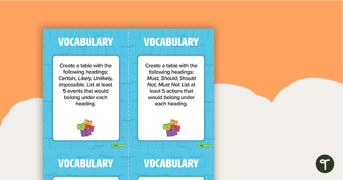 Fast Finisher Vocabulary Task Cards - Upper Grades teaching resource