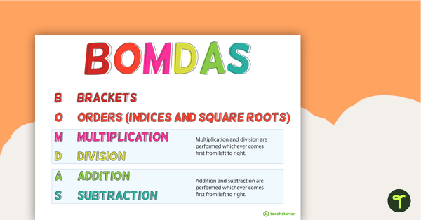 Go to BOMDAS Poster teaching resource