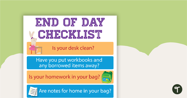 Image of End of Day Checklist Poster