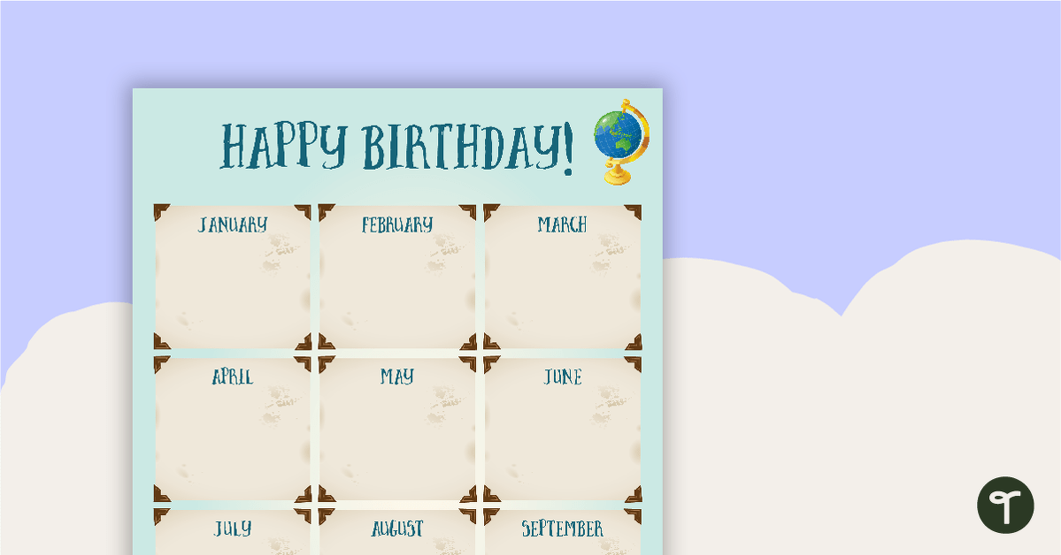 Travel Around the World - Birthday Chart teaching resource